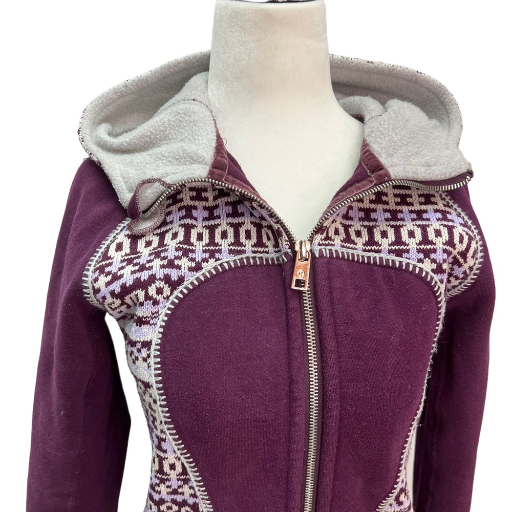 ❤️SOLD❤️Lululemon Special Edition Purple Fair Isle Print Scuba Hoodie Size 6 - Picture 6 of 12